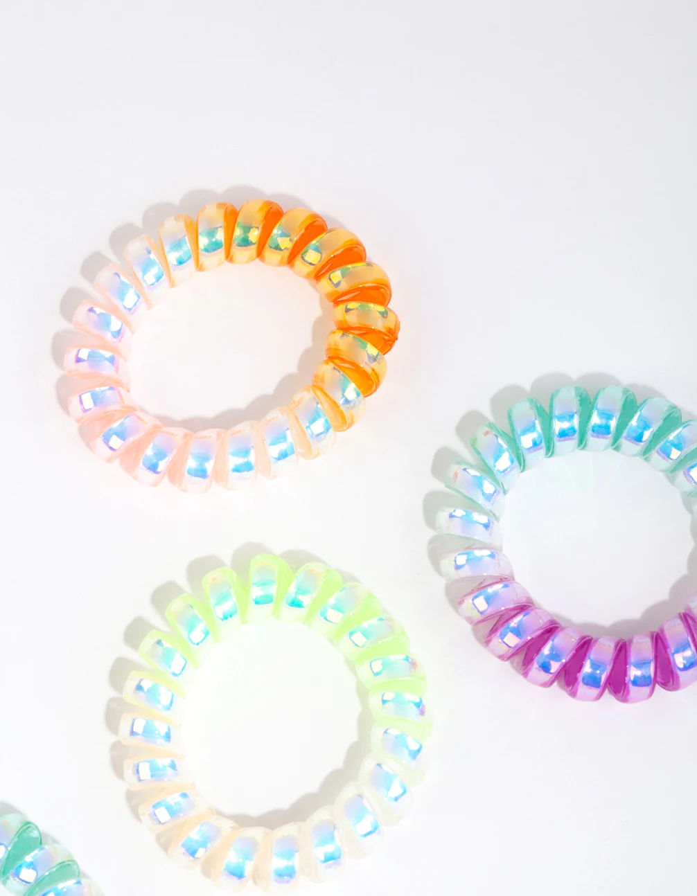 Kids Plastic Ombre Spiral Hair Ties & Pouch - Image 3