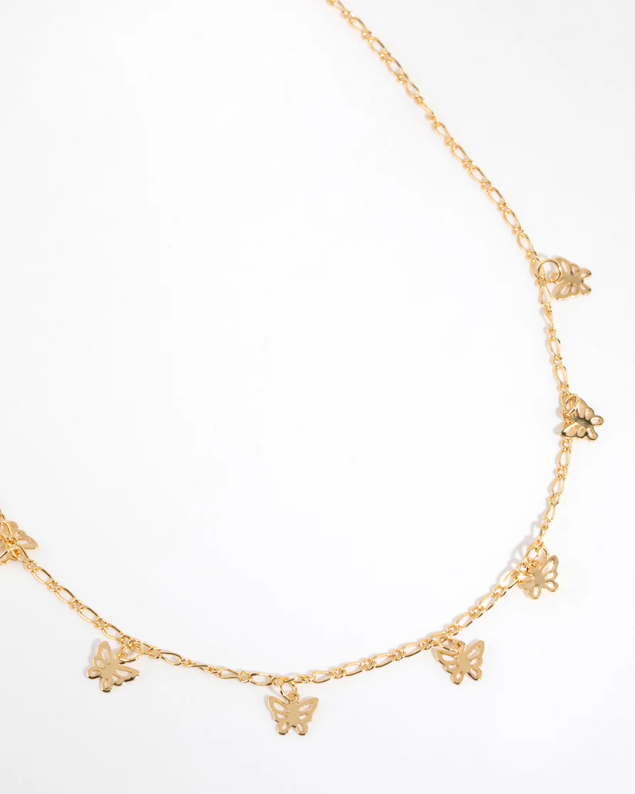 Gold Plated Butterfly Charm Necklace