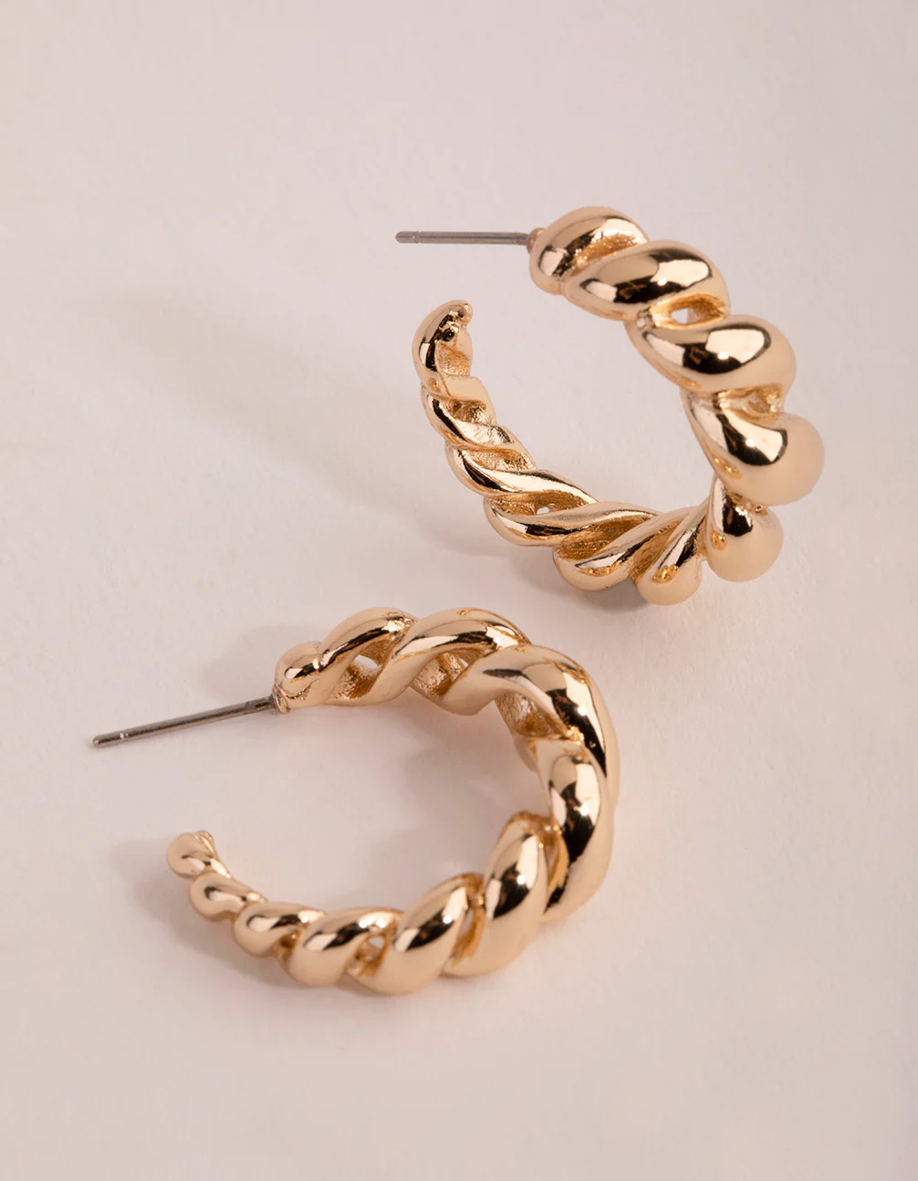 Gold Plated Gradual Swirl Hoop Earrings - Image 2