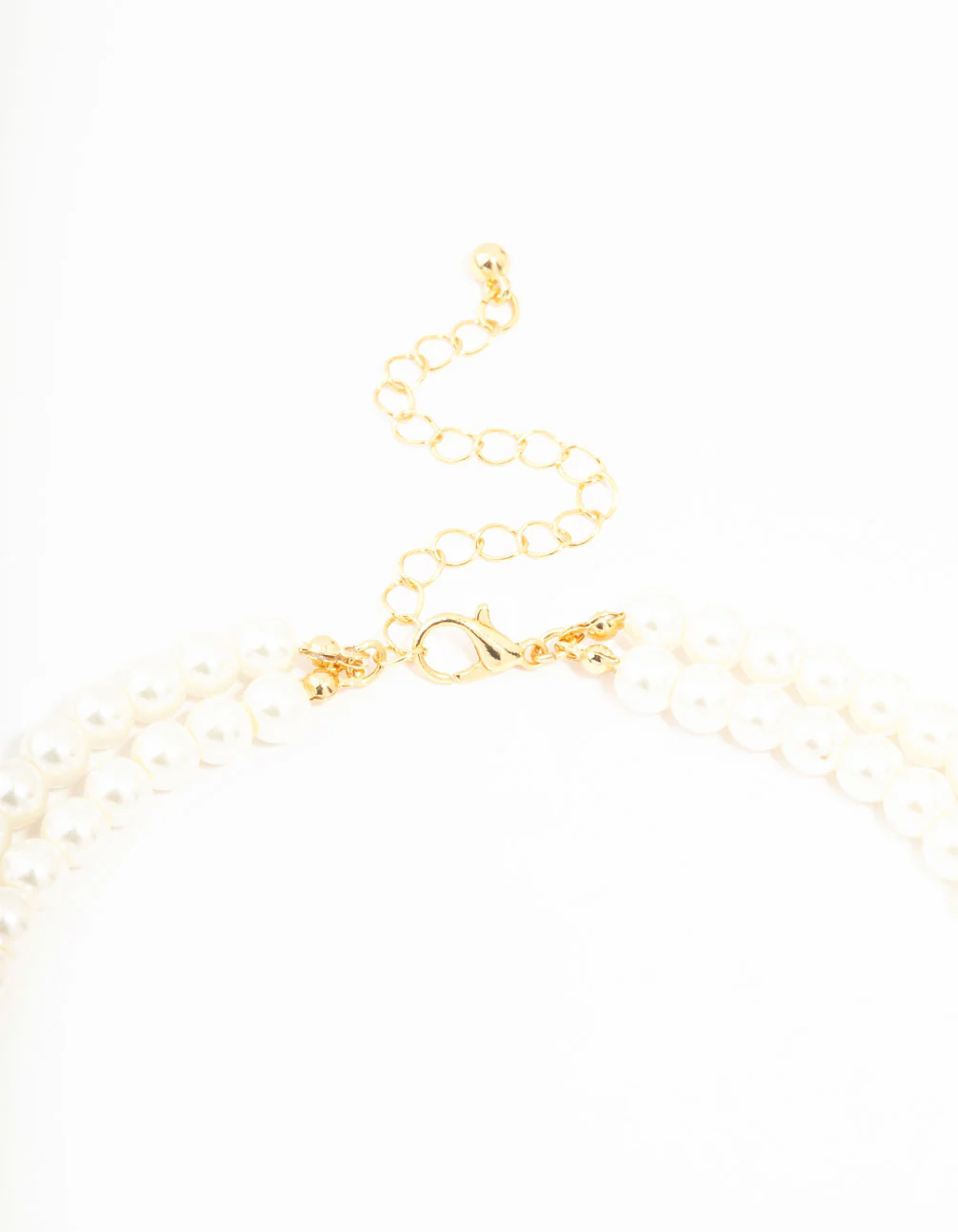 Real Gold Plated Layered Freshwater Pearl Strand Bow Necklace - Image 3