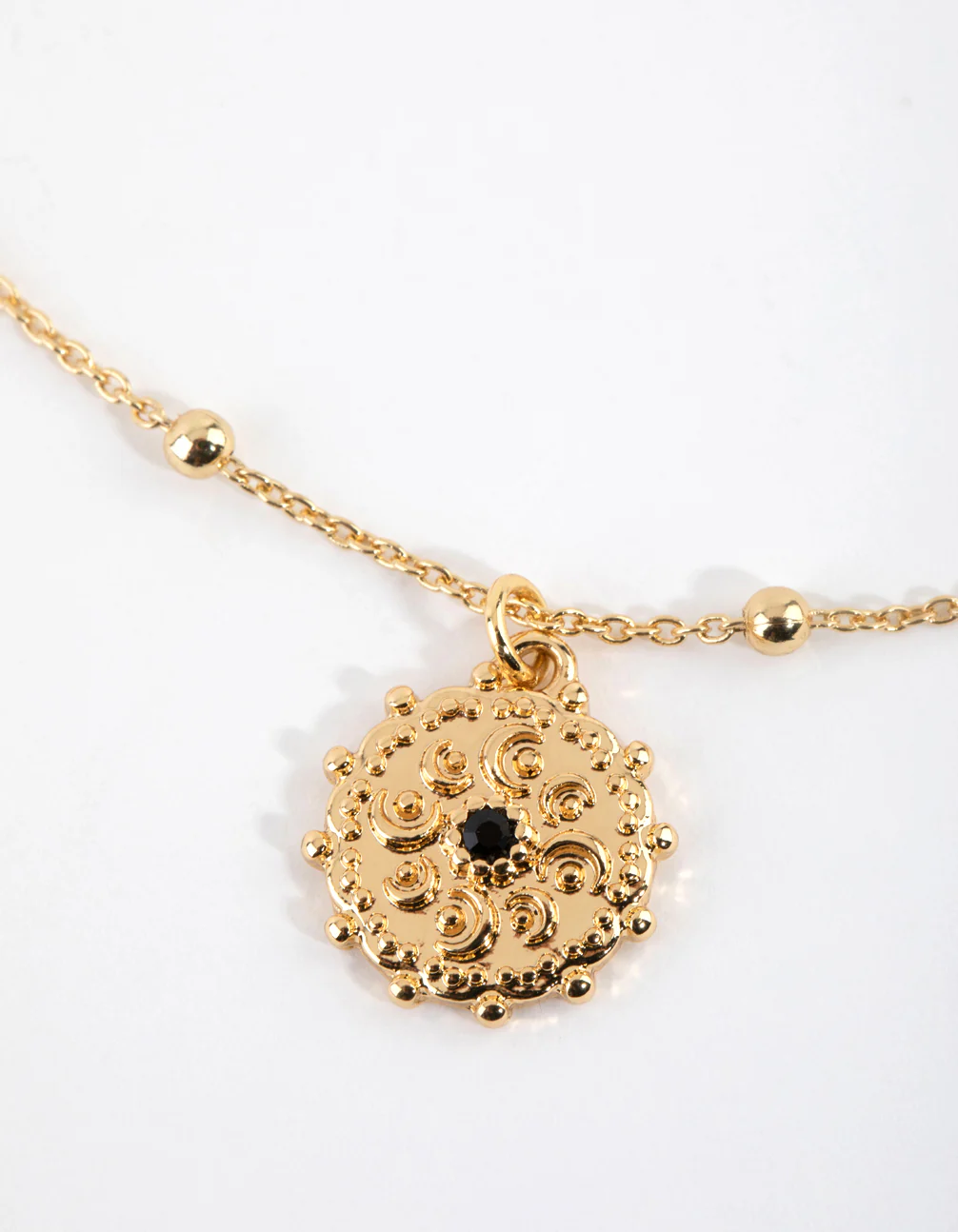Gold Plated Textured Charm Necklace - Image 3