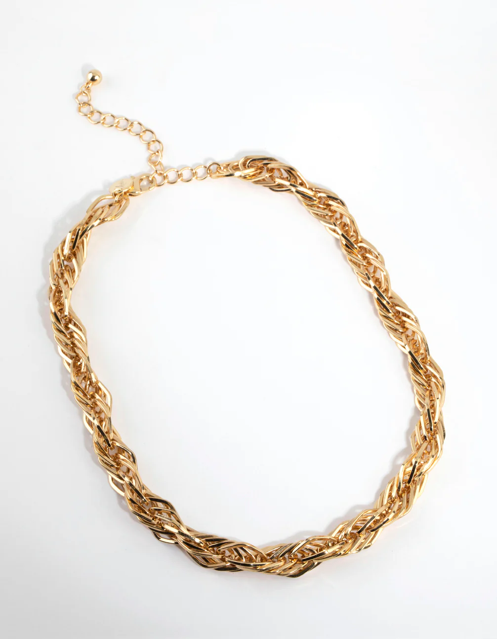 Gold Plated Textured Twist Chain Necklace - Image 2