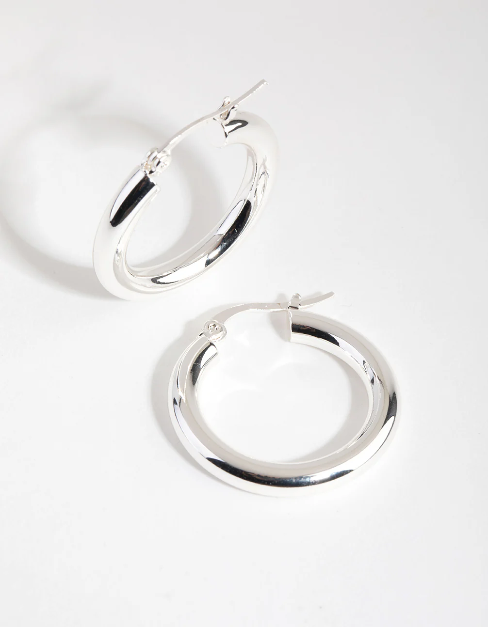 Silver Plated Thin Hoop Earrings - Image 3