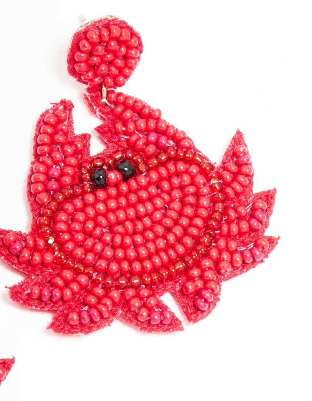 Red Beaded Crab Drop Earrings - Image 5