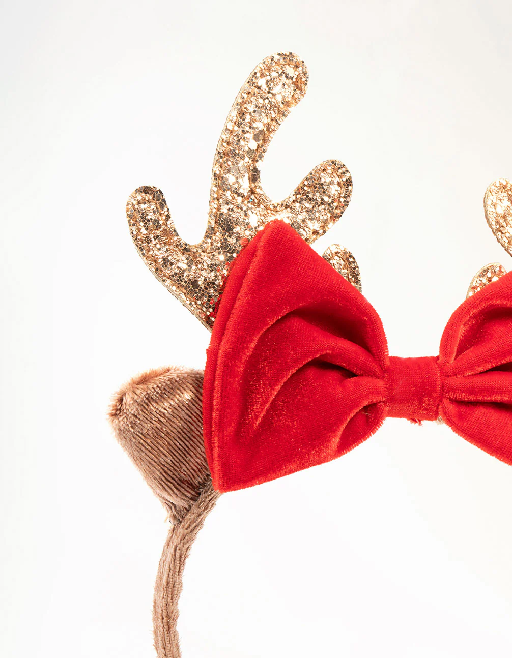 Red Bow & Glitter Reindeer Headband - Image 2