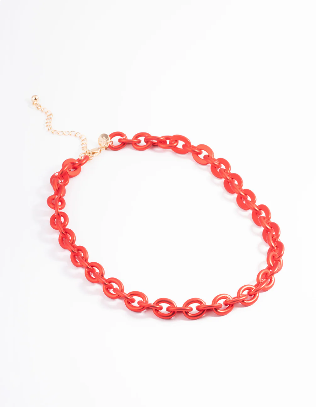 Red Metallic Coated Chain Necklace - Image 2