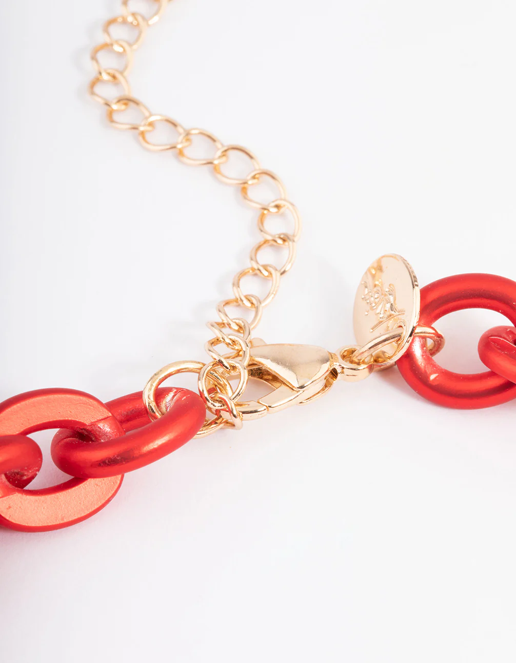 Red Metallic Coated Chain Necklace - Image 3
