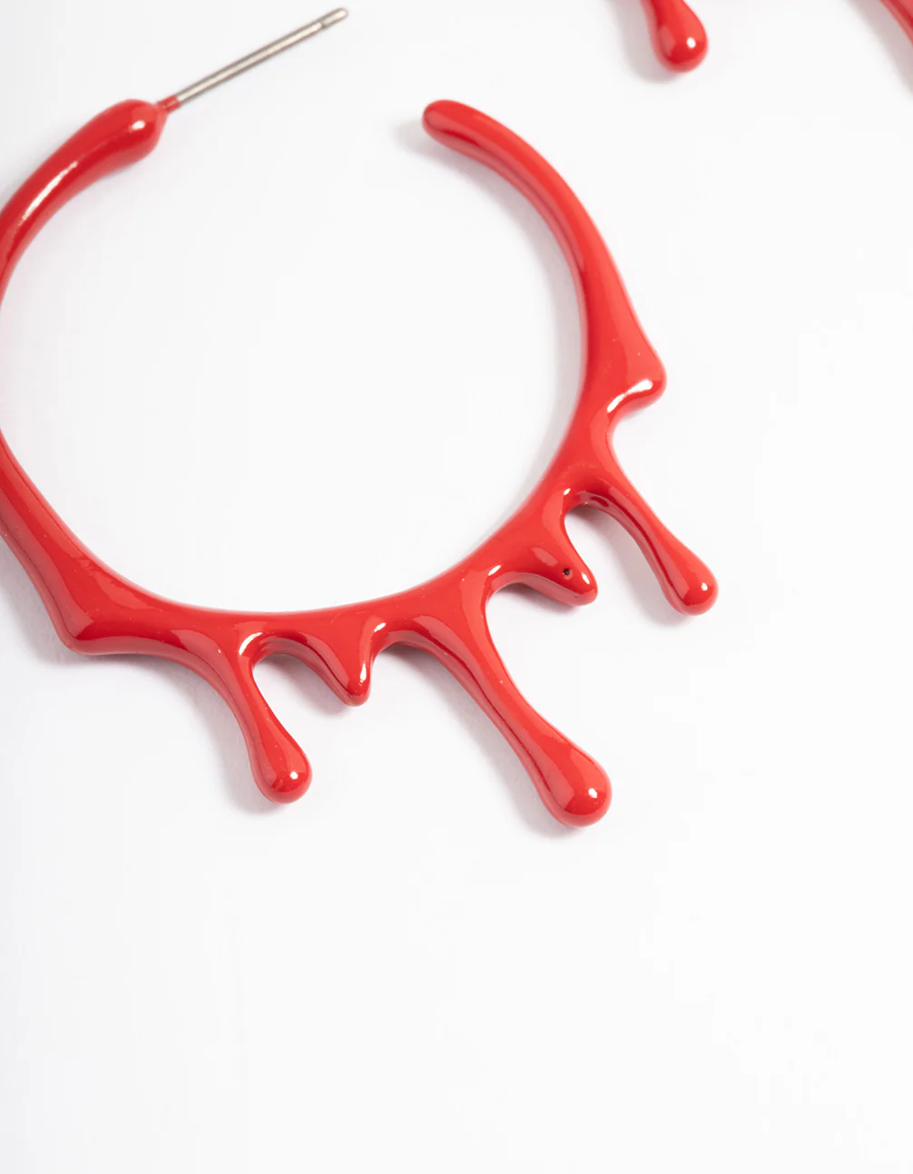Red Coated Paint Hoop Earrings - Image 2