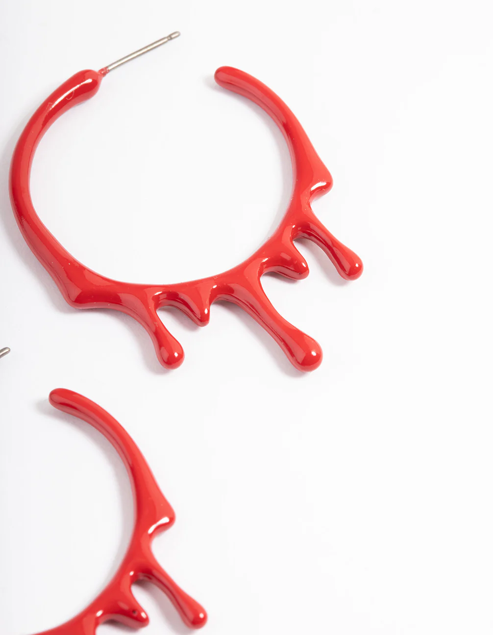 Red Coated Paint Hoop Earrings - Image 3