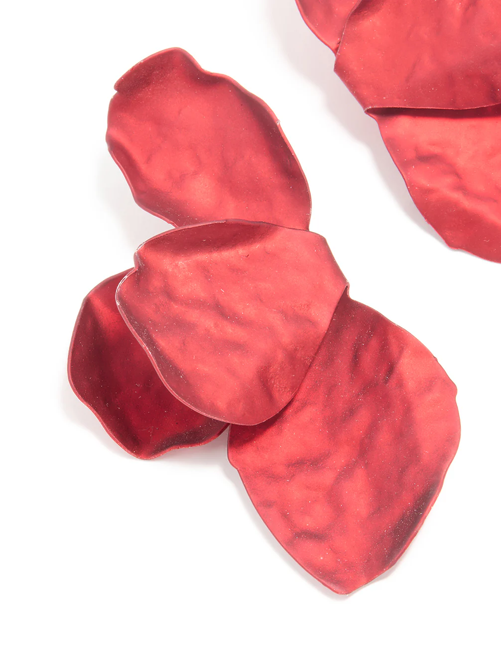 Red Coated Flower Petal Drop Earrings - Image 2