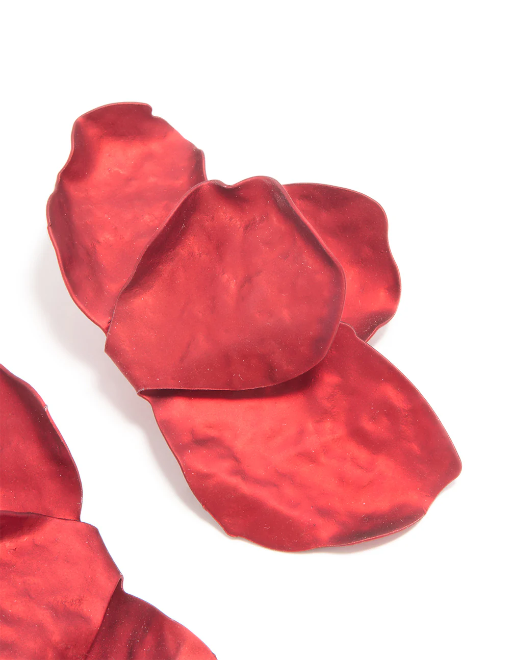 Red Coated Flower Petal Drop Earrings - Image 3