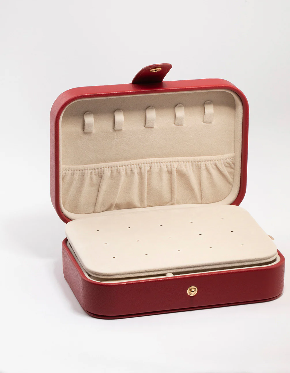 Red PU Leather Rectangular Jewellery Box - Image 2
