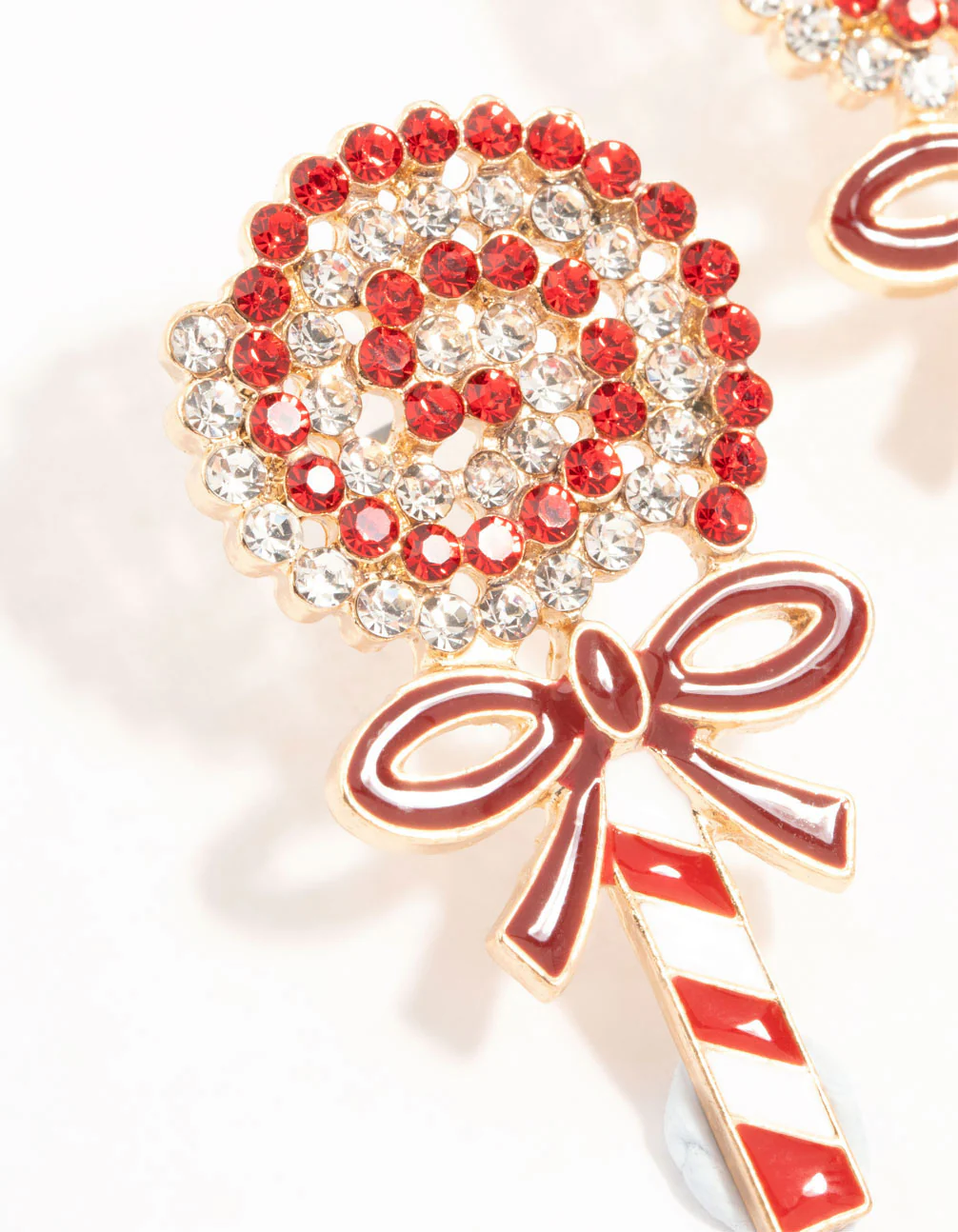 Red Lollypop Swirl Stud Earrings - Image 2