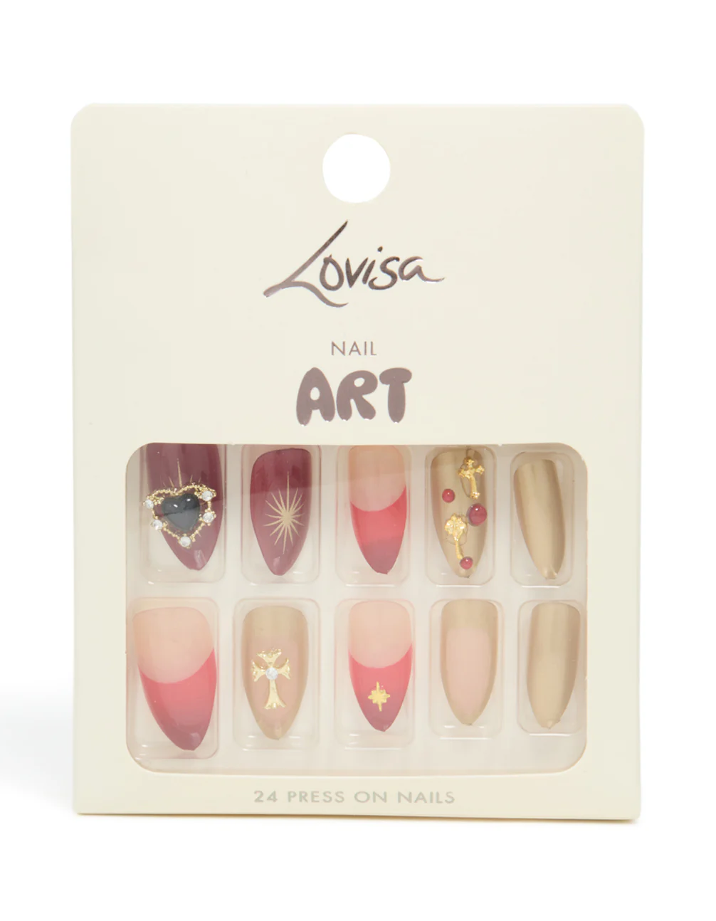 Red Mix Gold Cross Press On Nail Set - Image 3