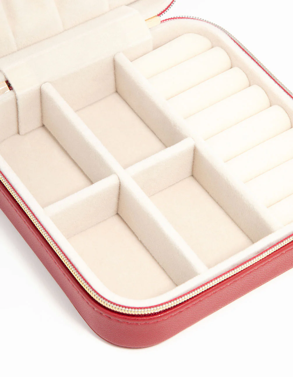 Red PU Leather Square Jewellery Box - Image 2