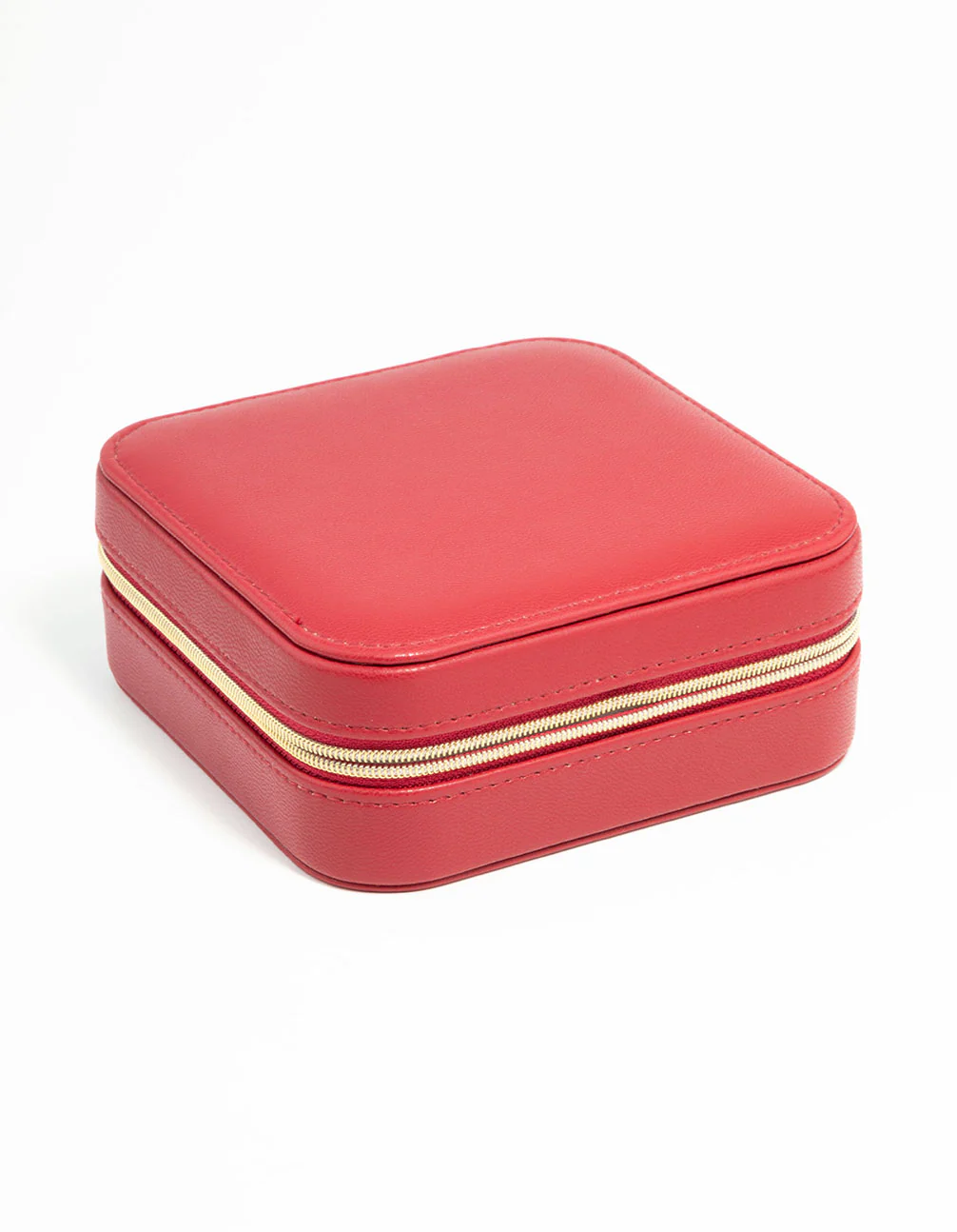 Red PU Leather Square Jewellery Box - Image 3