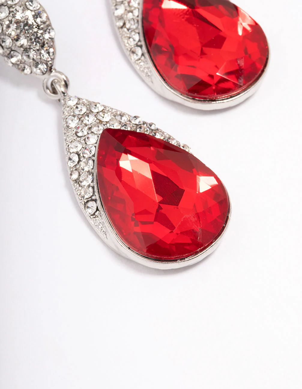 Red Stone Diamante Drop Earrings - Image 3