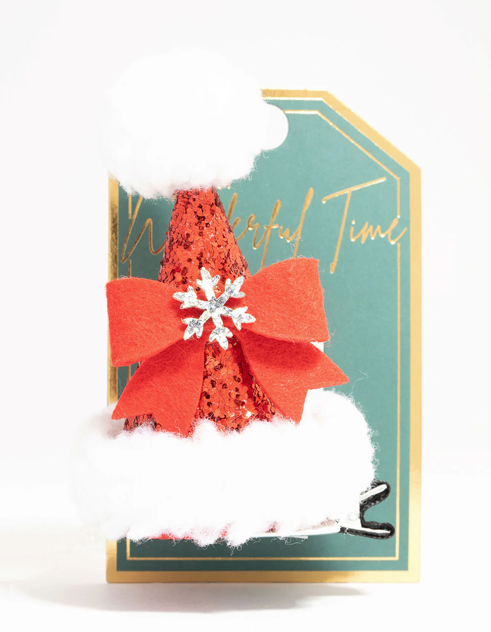 Red Sequin Santa Hat Hair Clip - Image 3