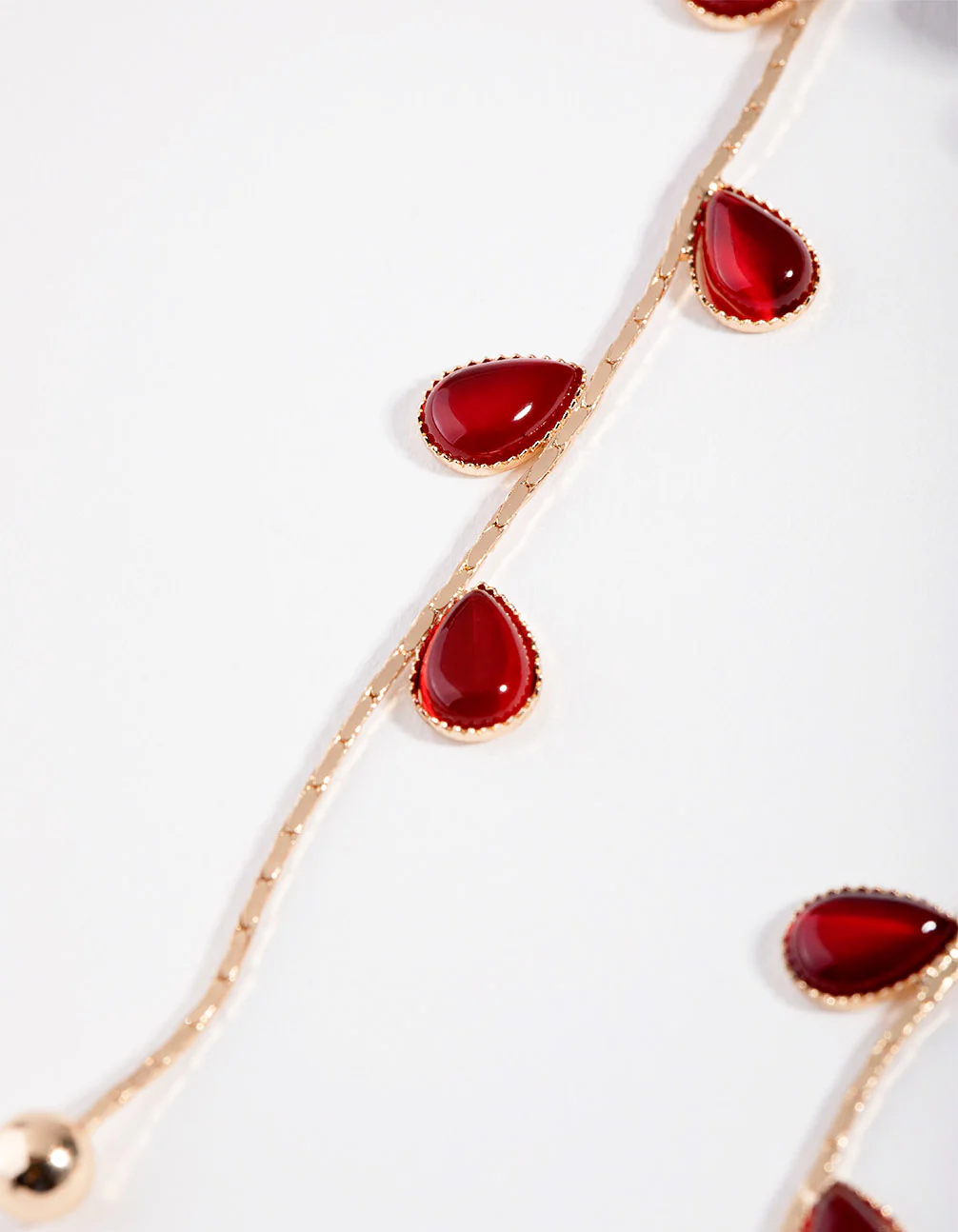 Gold & Red Flower Vine Drape Earrings - Image 3