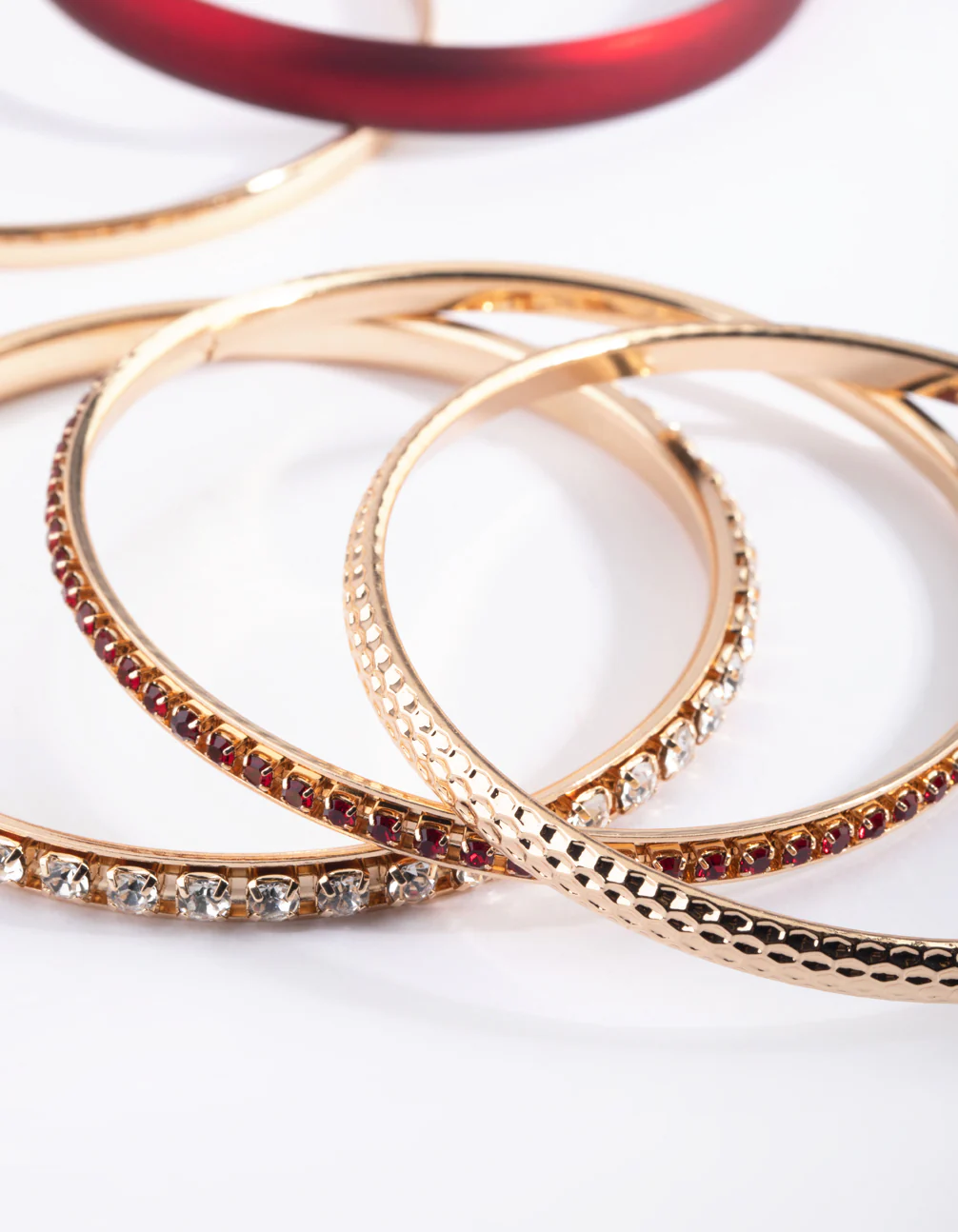 Red Pearlised Diamante Bracelet 5-Pack - Image 4