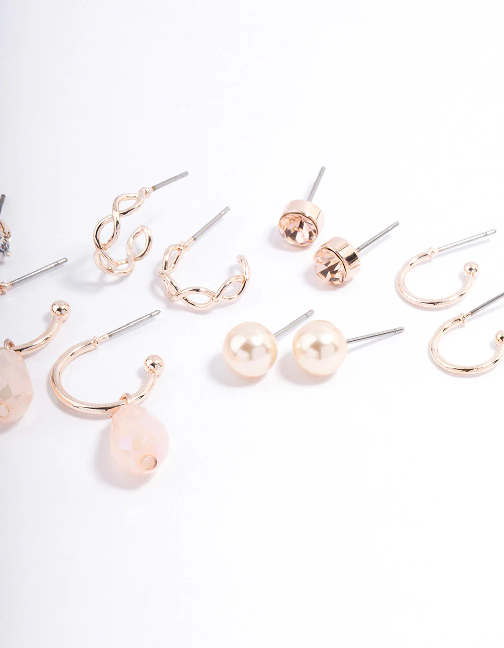 Rose Gold Flower & Facet Earrings 8-Pack - Image 3