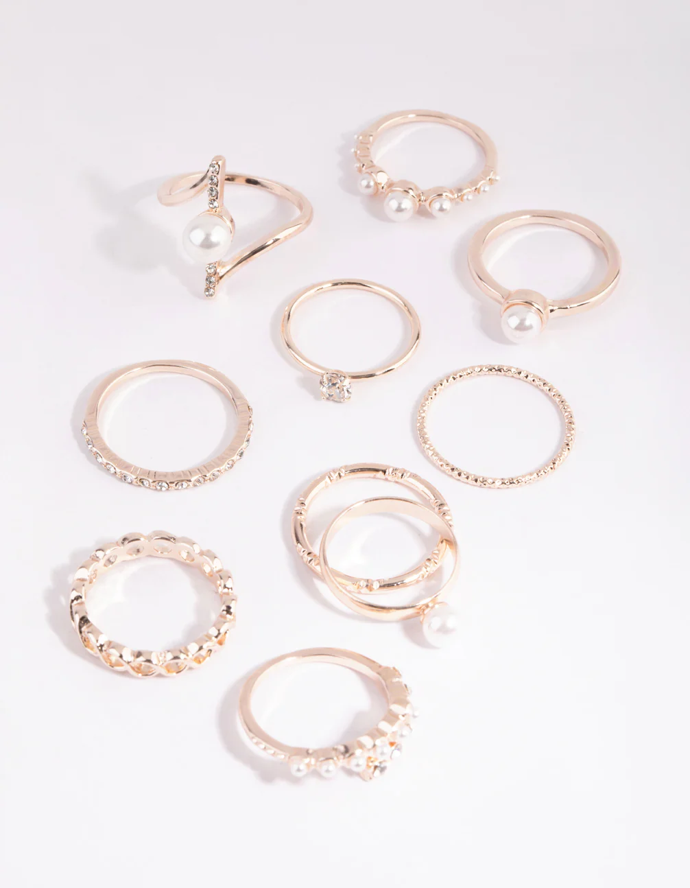 Rose Gold Statement Pearl Ring Pack