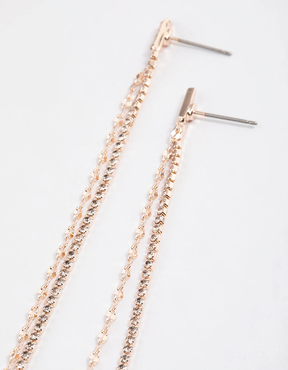 Rose Gold Chain & Cupchain Drop Earrings - Image 2