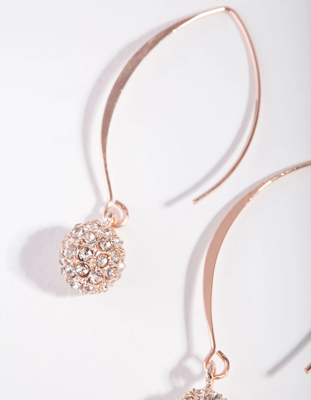 Rose Gold Diamante Ball Thread Through Earrings - Image 2