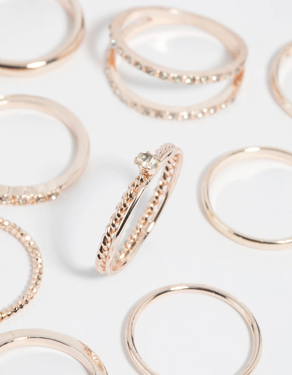 Rose Gold Diamante Ring Pack - Image 3
