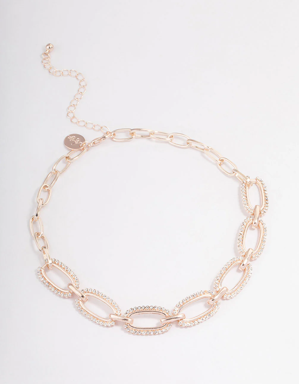 Rose Gold Diamante Oval Link Choker - Image 2