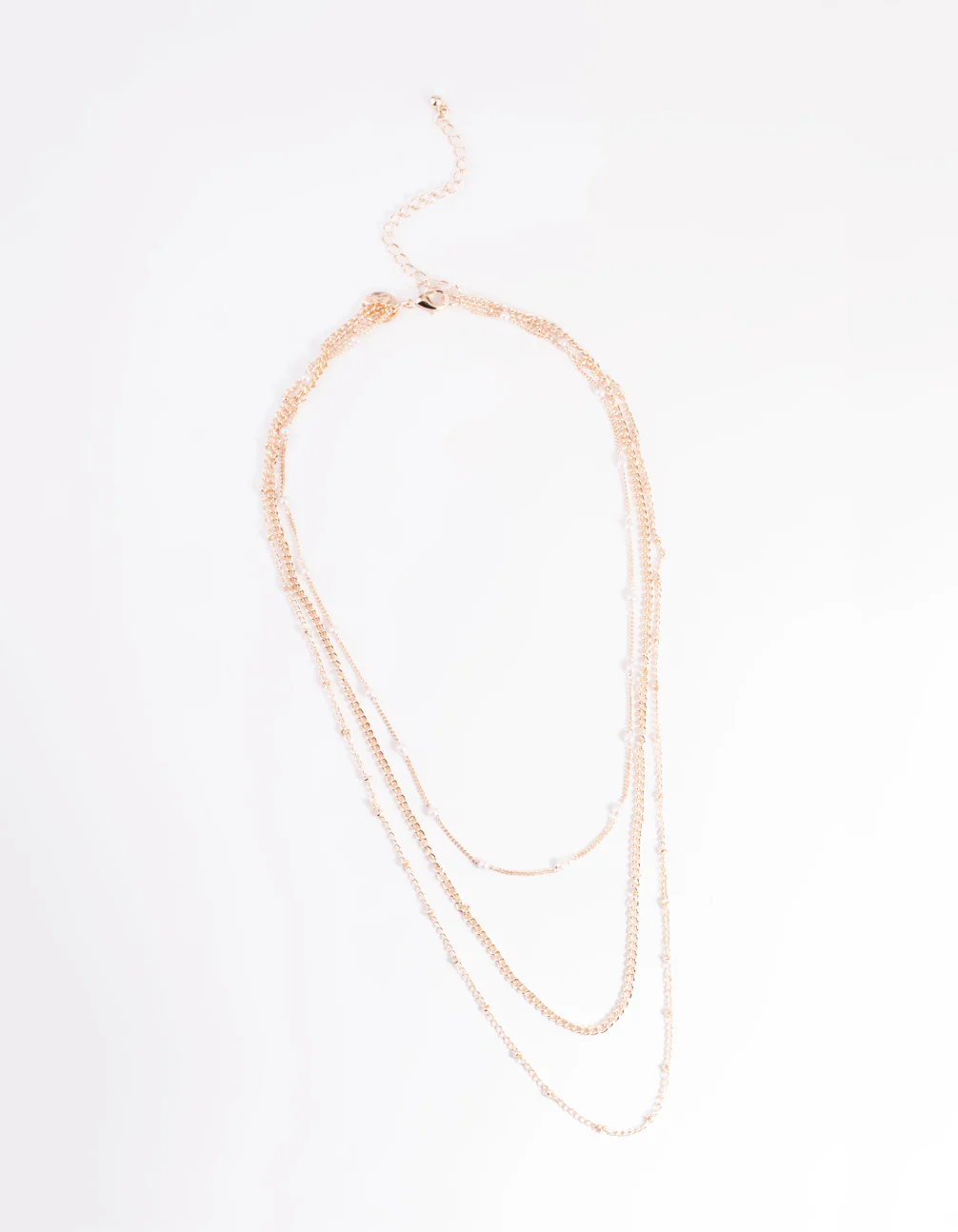Rose Gold Dainty Multi Chain Pearl Necklace - Image 2