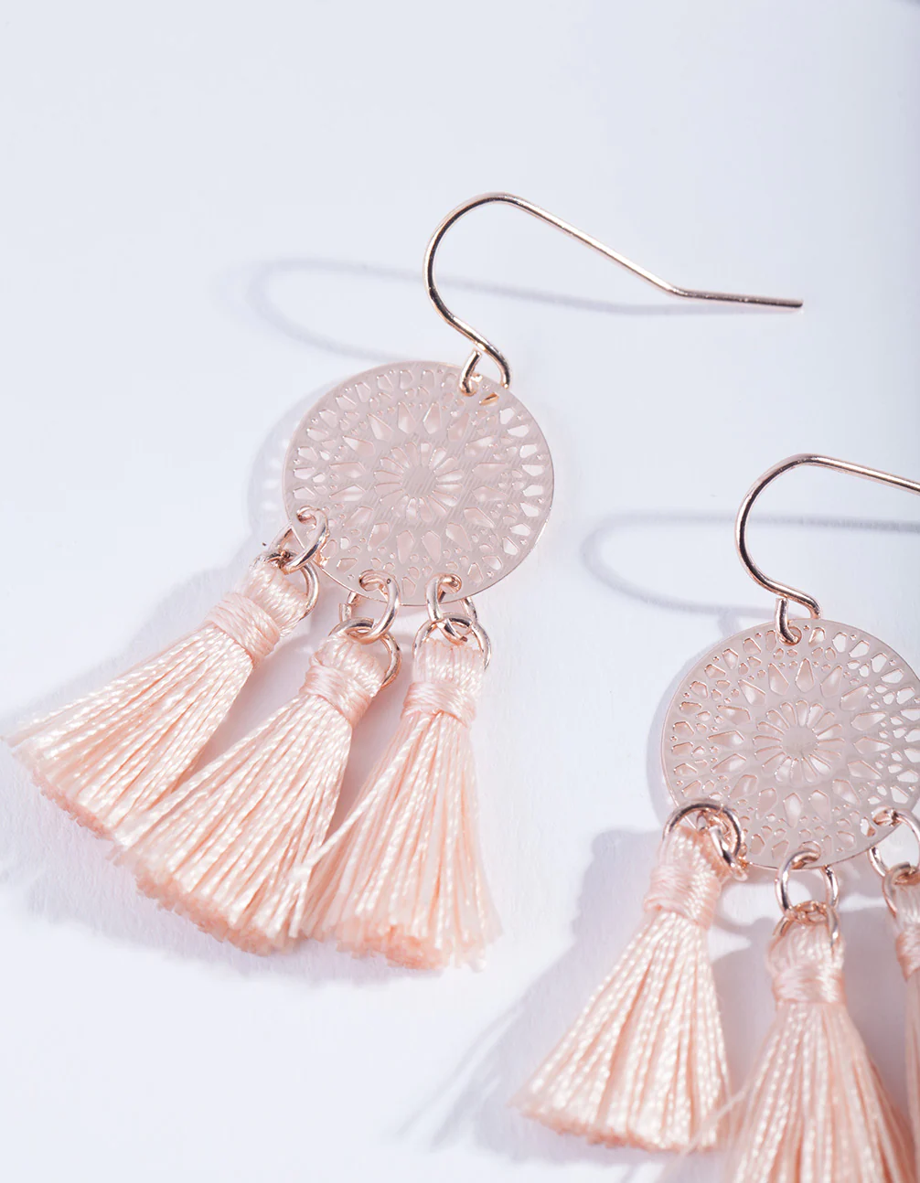 Rose Gold Dreamcatcher Tassel Earrings - Image 2