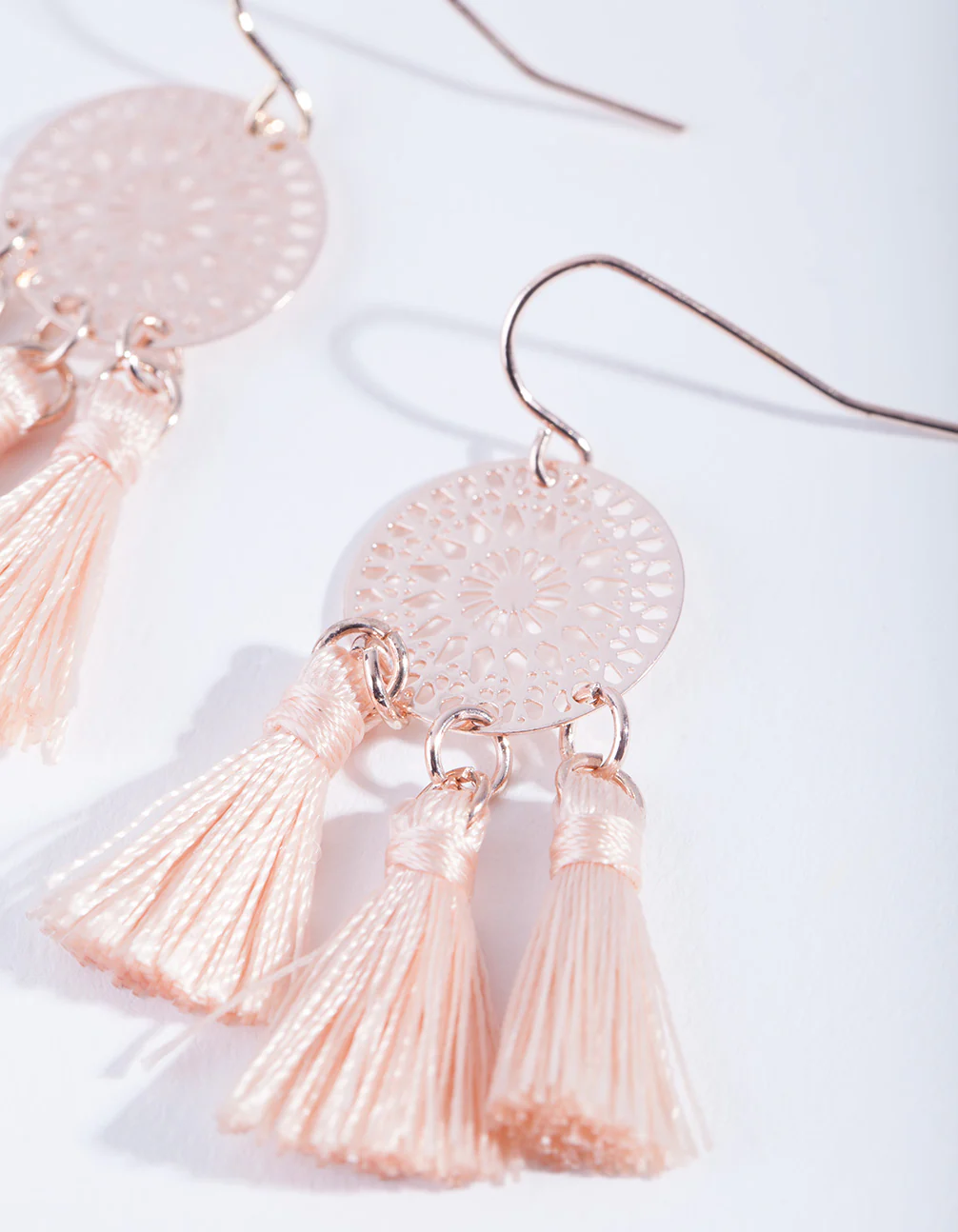Rose Gold Dreamcatcher Tassel Earrings - Image 3