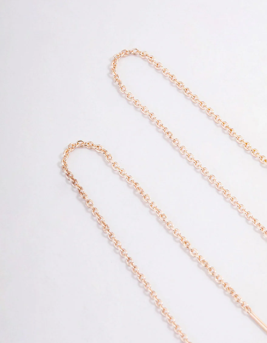 Rose Gold Filigree Ball Thread Through Drop Earrings - Image 3
