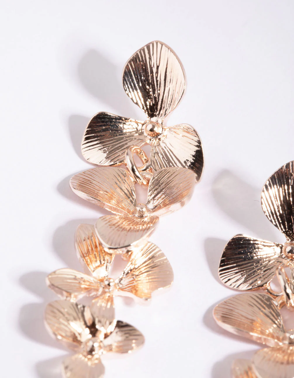 Rose Gold Flower Drop Earrings - Image 2