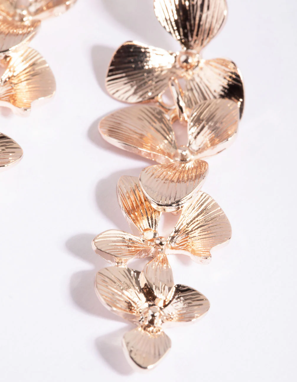 Rose Gold Flower Drop Earrings - Image 3