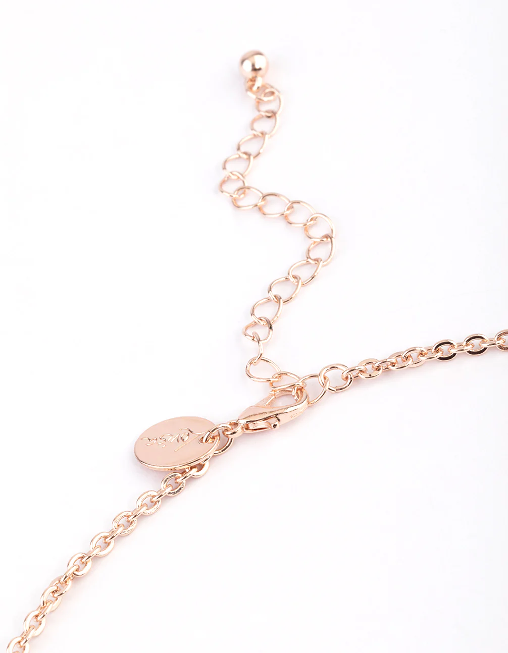 Rose Gold Long Chain Filigree Diamante Necklace - Image 3