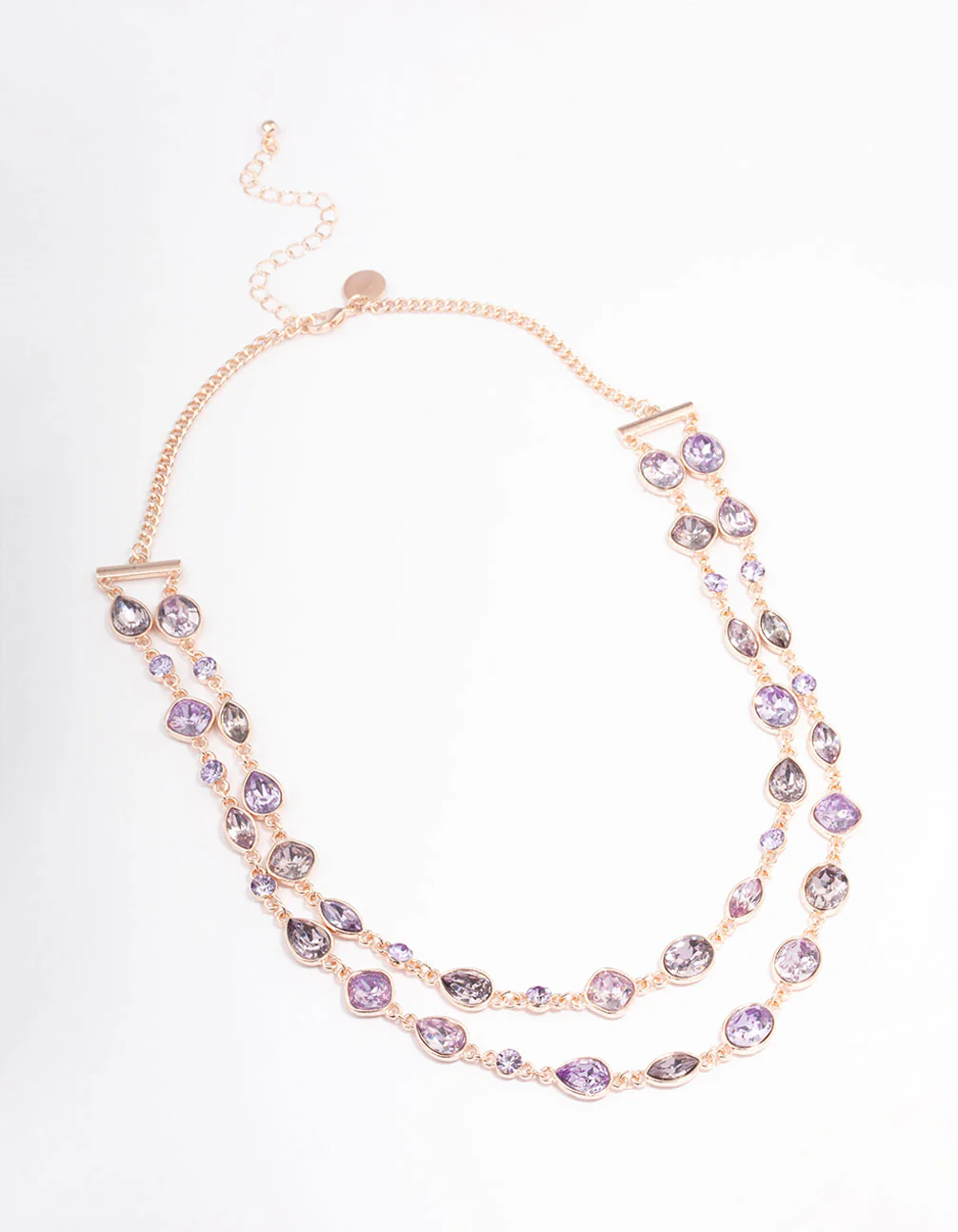 Rose Gold Marquise Mixed Double Row Necklace - Image 2