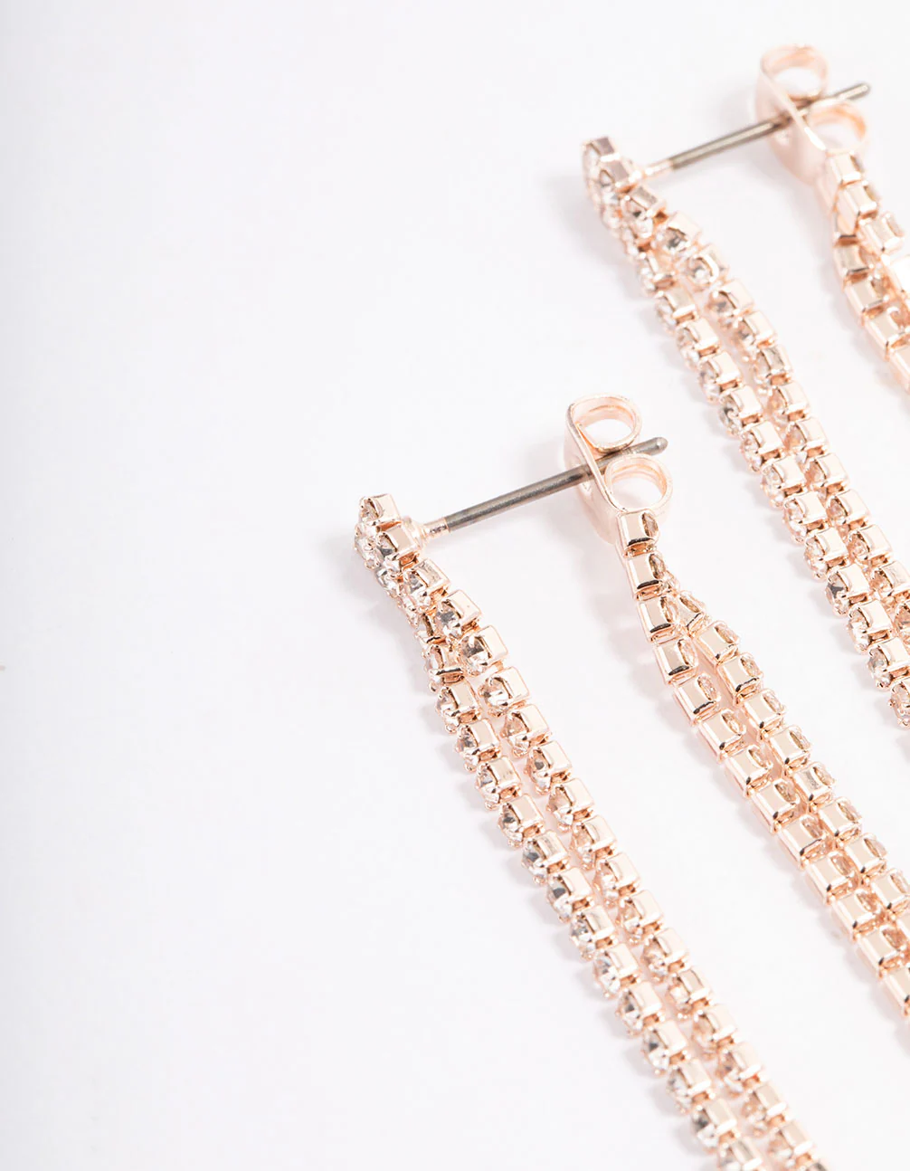 Rose Gold Mini Cup Chain Double Loop Earrings - Image 2