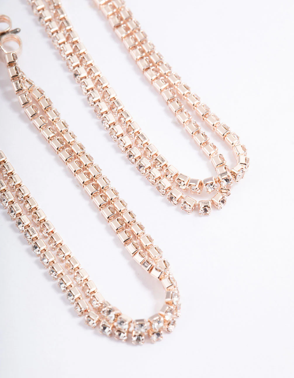 Rose Gold Mini Cup Chain Double Loop Earrings - Image 3