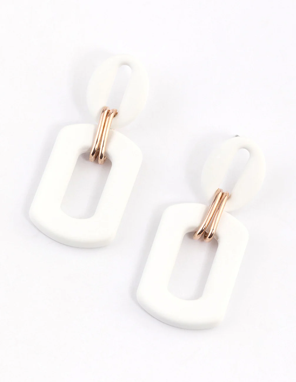 Rose Gold Mini Rubber Link Drop Earrings