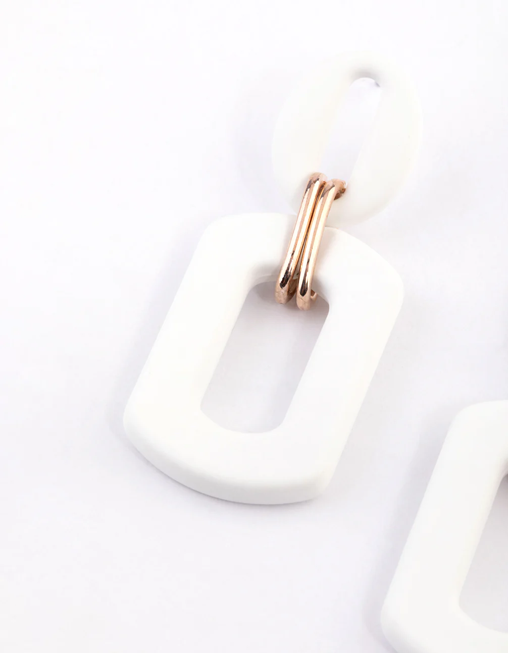 Rose Gold Mini Rubber Link Drop Earrings - Image 2