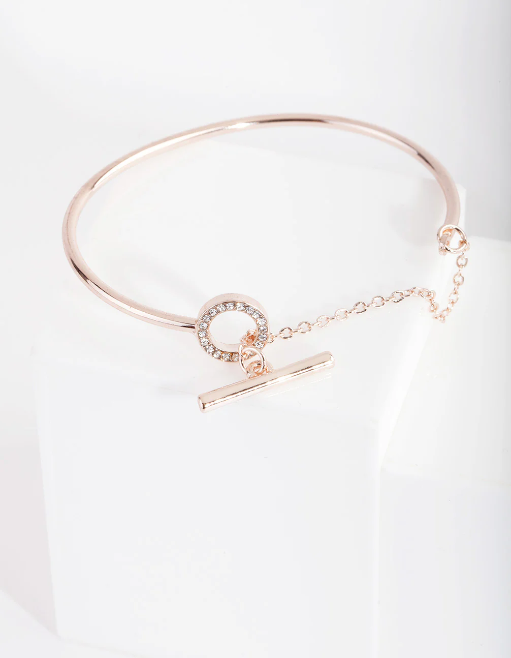 Rose Gold Diamante Link Cuff Bracelet