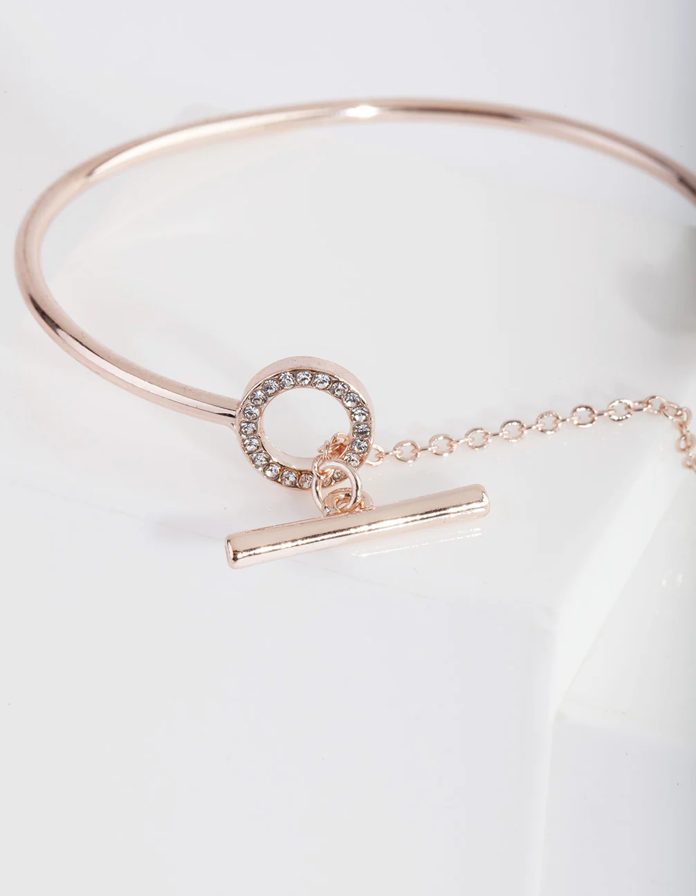 Rose Gold Diamante Link Cuff Bracelet - Image 2