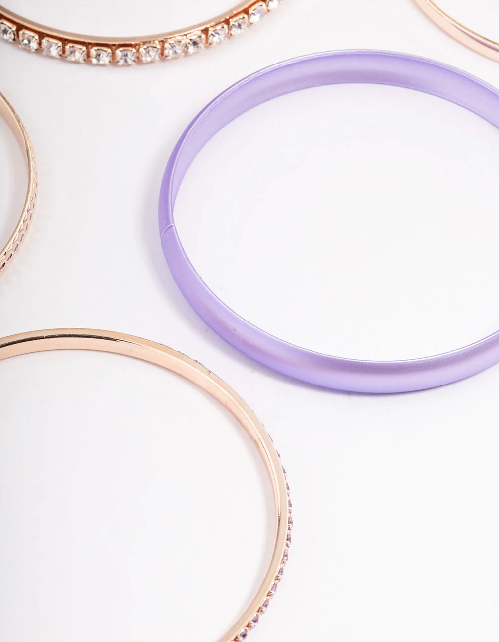 Rose Gold Pearlised Diamante Bangle 5-Pack - Image 2