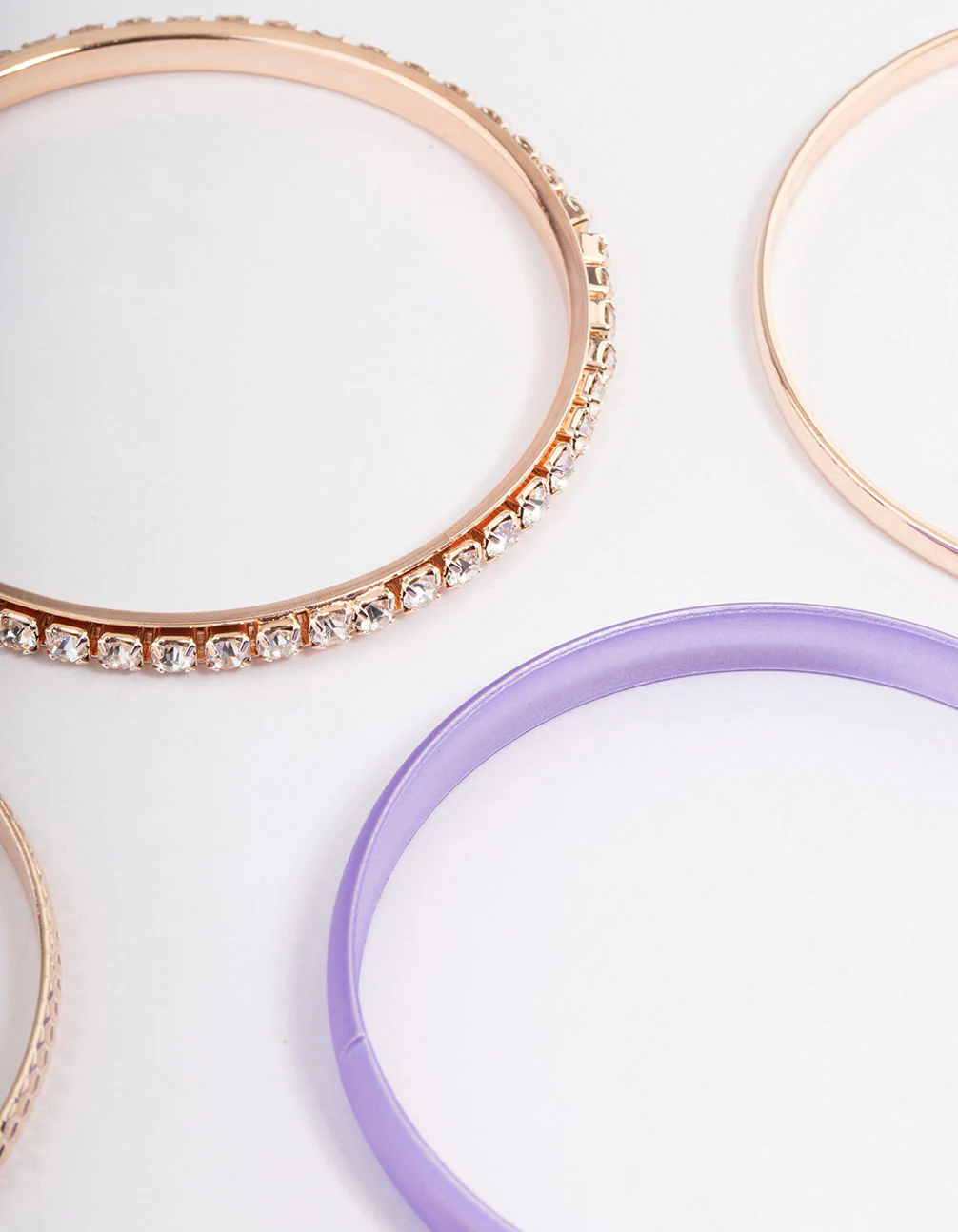 Rose Gold Pearlised Diamante Bangle 5-Pack - Image 3