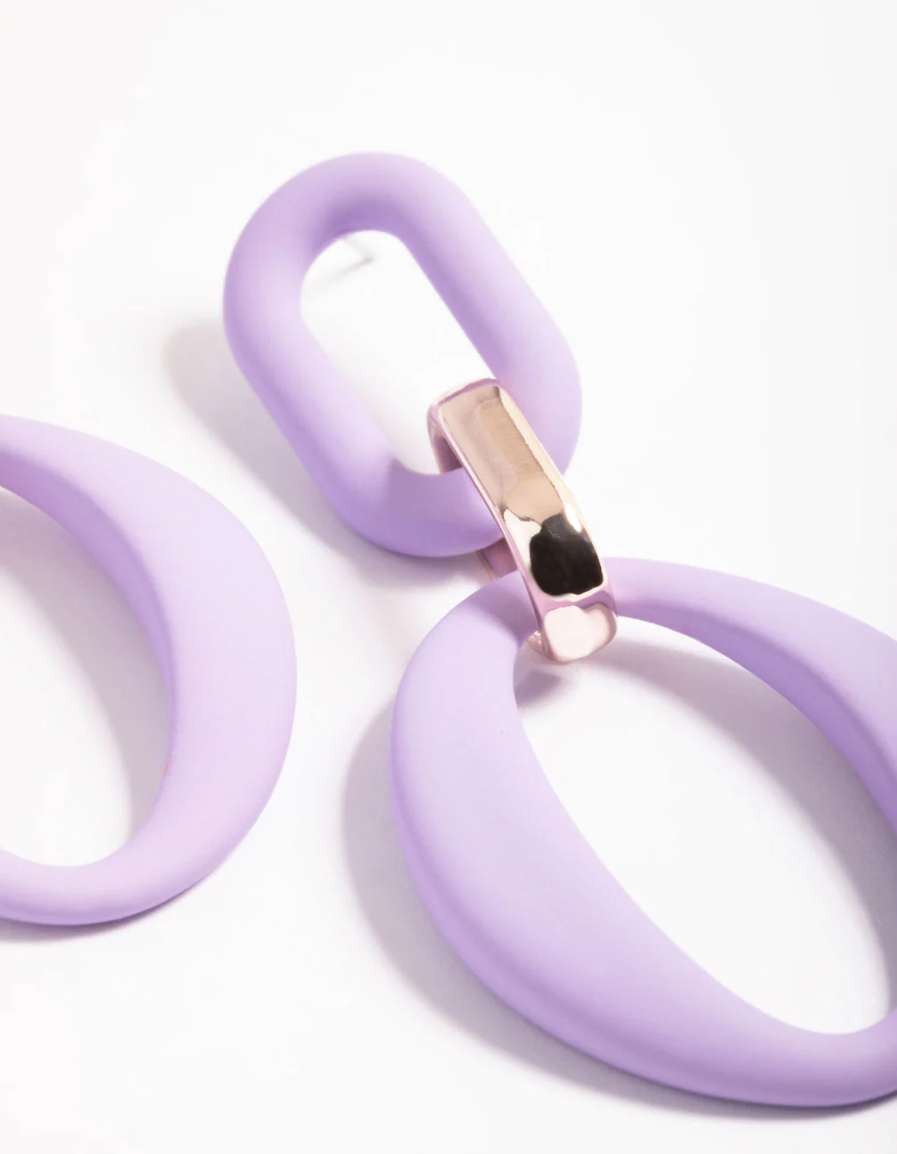 Lilac Rubber Coat Link Drop Earrings - Image 2