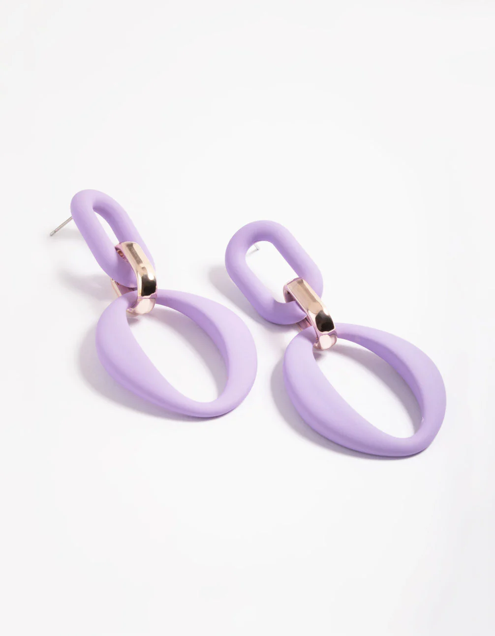 Lilac Rubber Coat Link Drop Earrings - Image 3