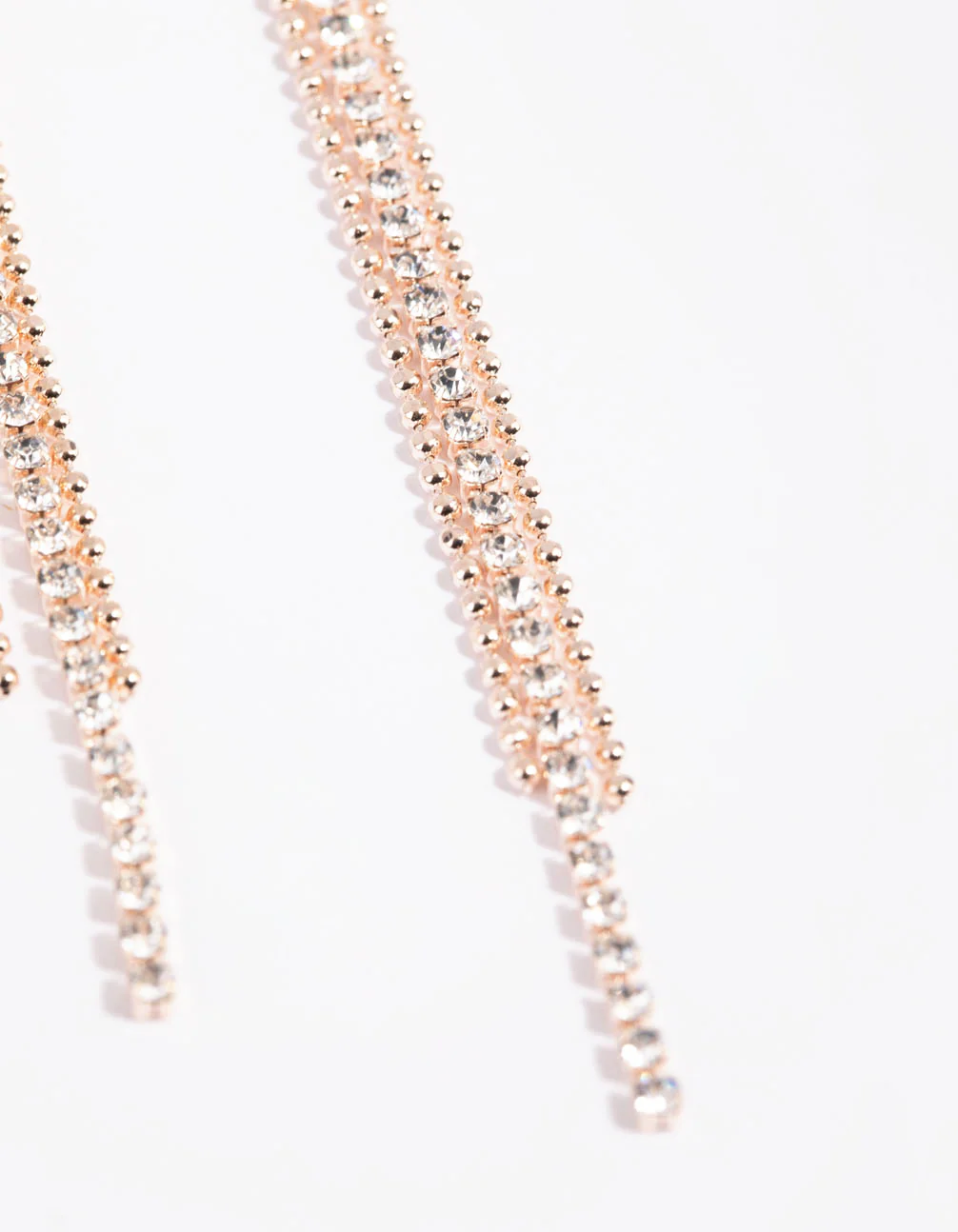 Rose Gold Triple Strand Drop Earrings - Image 3