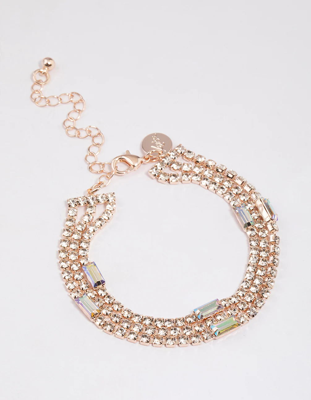 Rose Gold Triple Row Cup Chain Mixed Bracelet - Image 2